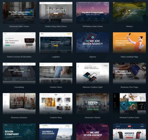 The7主题内置60多种网站模版